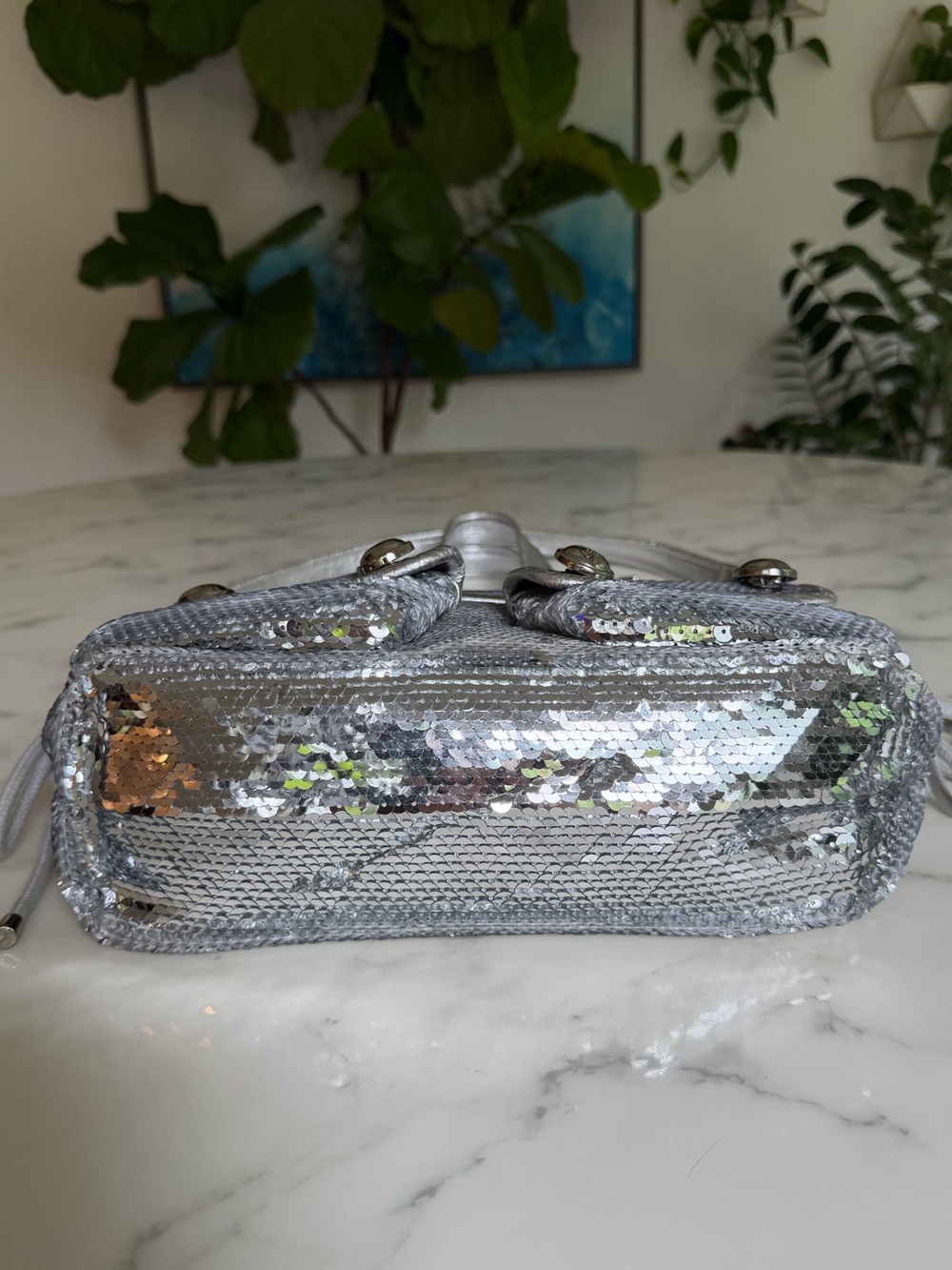 Coach Limited Edition Poppy Sequin Spotlight Tote Shoulder Bag 13821 Silver Y2K - Picture 6 of 16